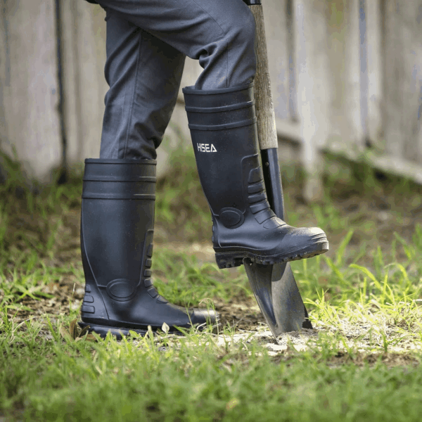Men'S Steel Toe Rain Boots PVC Rubber Boots, Waterproof Garden Fishing Outdoor Work Boots, Durable Slip Resistant Knee Boots for Agriculture and Industrial Working - Image 3