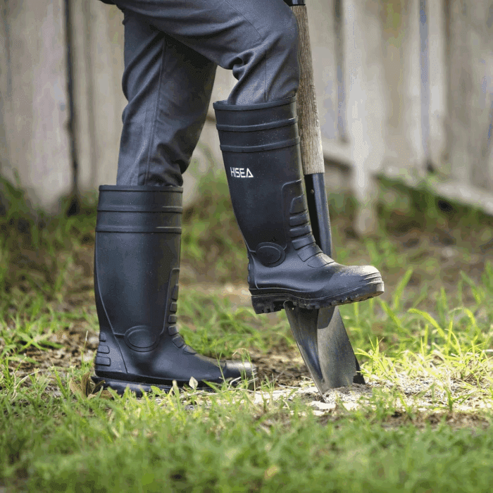 Men'S Steel Toe Rain Boots PVC Rubber Boots, Waterproof Garden Fishing Outdoor Work Boots, Durable Slip Resistant Knee Boots for Agriculture and Industrial Working - Image 3