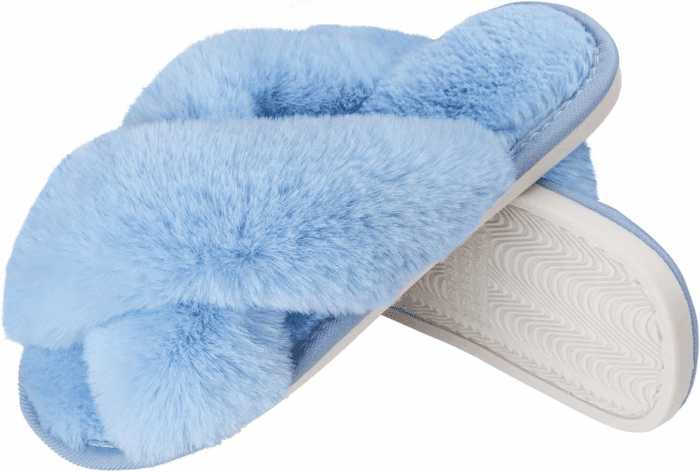 Women'S Fuzzy Slippers House Slippers Cross Band Slippers Indoor Outdoor Soft Open Toe Slippers - Image 6