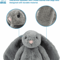 Interactive Bunny Buddy Dog Toy with Crinkle and Squeaky Enrichment for Small and Medium Breed Puppies or Dogs, Cute and Plush - Bunny Bundle (Beige, Gray) - Image 4