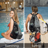 Swim Bag Mesh Drawstring Backpack with Wet Pocket for Swimming, Gym, and Workout Gear - Image 2
