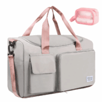 Travel Duffel Bag for Women, Foldable Weekender Overnight Bag with Shoe Compartment, Waterproof Shoulder Sports Tote Gym Bag with Toiletry Bag for Travel, Hospital Holdalls, Pink - Image 9