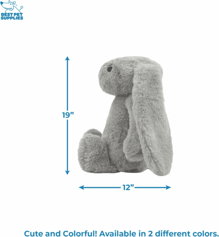 Interactive Bunny Buddy Dog Toy with Crinkle and Squeaky Enrichment for Small and Medium Breed Puppies or Dogs, Cute and Plush - Bunny Bundle (Beige, Gray) - Image 5