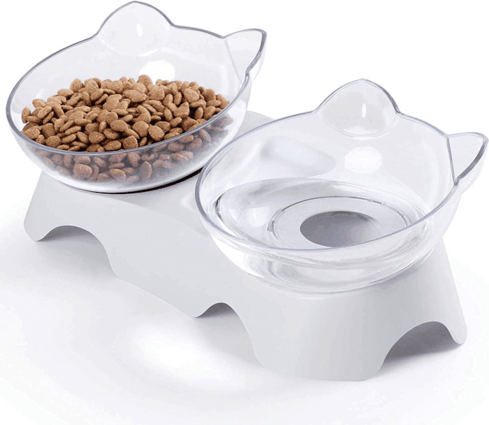 Cat Bowls, Cat Food Bowls Elevated Tilted, anti Vomiting Kitty Bowl for Puppy and Bunny, Orthopedic for Indoor Cats.
