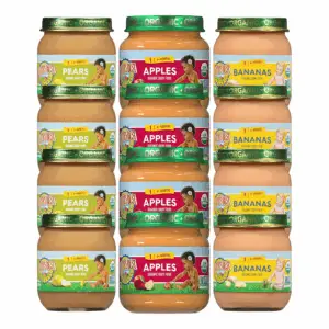 Organic Baby Food Jars, Stage 1 Fruit Puree for Babies 4 Months and Older, Organic Fruit Variety Pack, 4 Oz Resealable Glass Jar (Pack of 12)