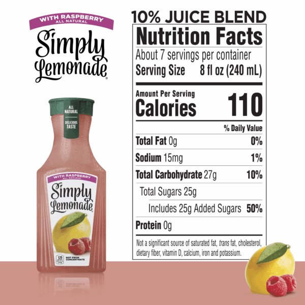Non GMO All Natural Raspberry Lemonade Raspberry, 52 Fl Oz Bottle - Image 8