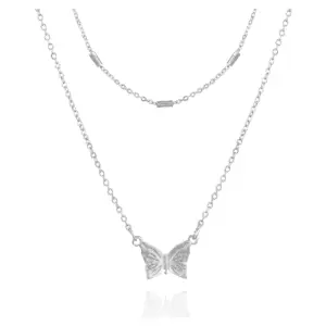 Women'S 16" Silver-Tone Butterfly Dainty Necklace.