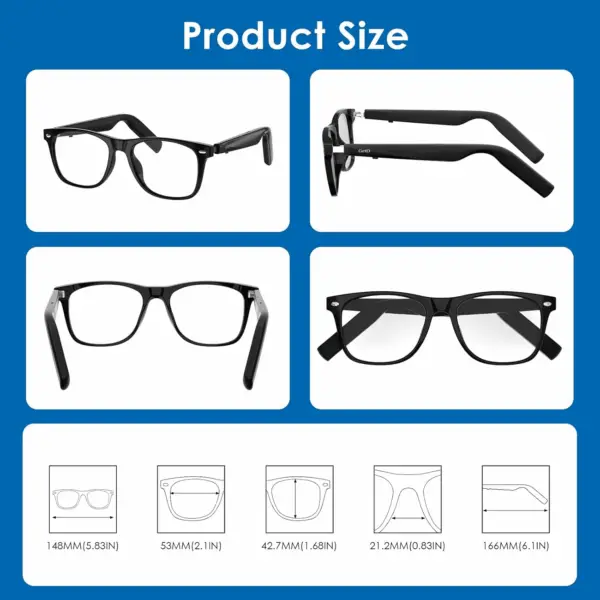 AI Glasses, AI Assistant, AI Translator Powered by Chatgpt, Anti-Blue Light Bluetooth Smart Glasses for Men & Women, 11H Life, Voice Control, Audio Smart Eyewear for Gaming Travel Meeting Memos - Image 6