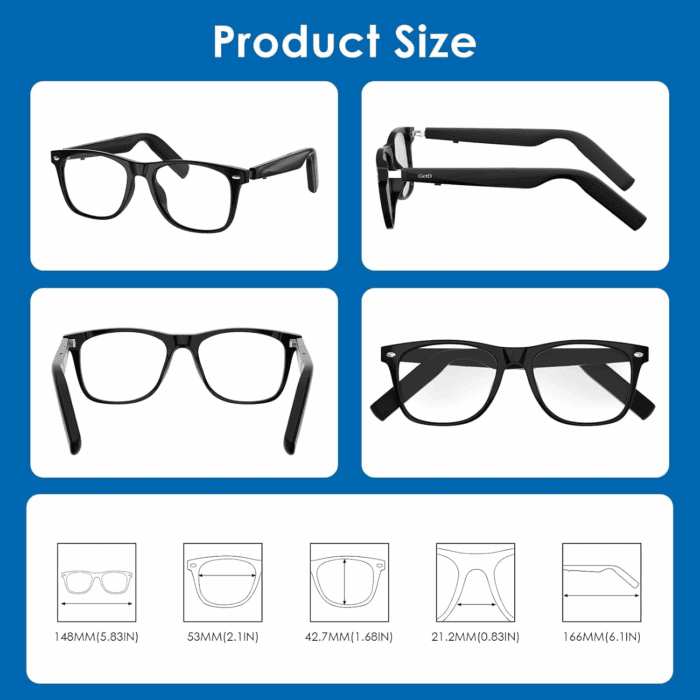 AI Glasses, AI Assistant, AI Translator Powered by Chatgpt, Anti-Blue Light Bluetooth Smart Glasses for Men & Women, 11H Life, Voice Control, Audio Smart Eyewear for Gaming Travel Meeting Memos - Image 6