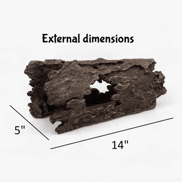 Lizard, Snake or Reptile Hide. XL Large 14" Hollow Log for Aquarium or Fish Tank. Bearded Dragon or Gecko Tank Accessories. Natural Looking Basking Platform, Shrimp or Betta Fish Hideout - Image 2