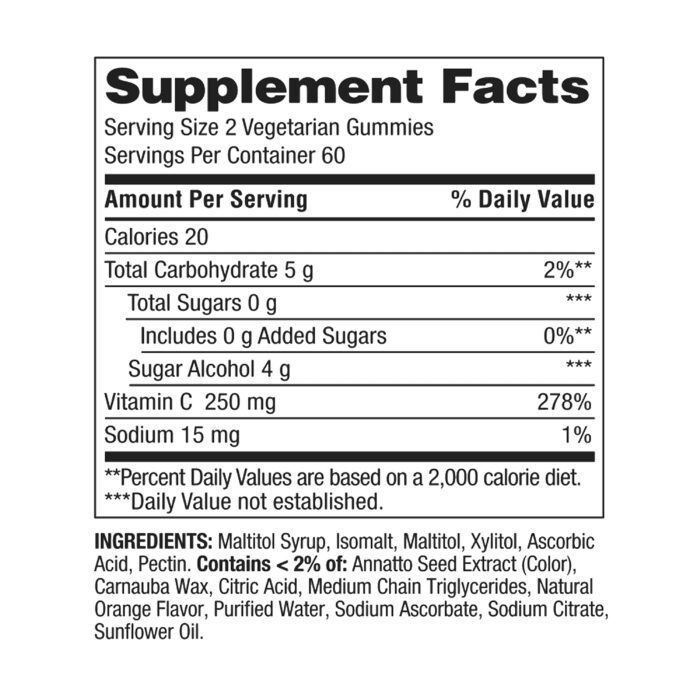 Zero Sugar Vitamin C Gummies Dietary Supplement, 250 Mg, 120 Count - Image 5