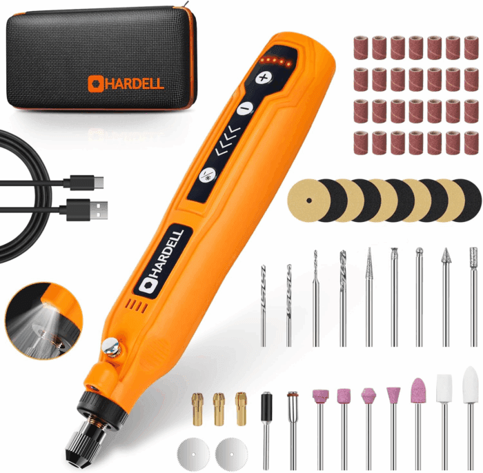 Mini Cordless Rotary Tool Kit, 5-Speed and USB Charging with 61 Accessories, Multi-Purpose 3.7V Power Rotary Tool for Sanding, Polishing, Drilling, Etching, Engraving, DIY Crafts