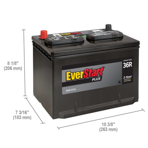 plus Lead Acid Automotive Battery, Group Size 36R 12 Volt, 650 CCA - Image 8
