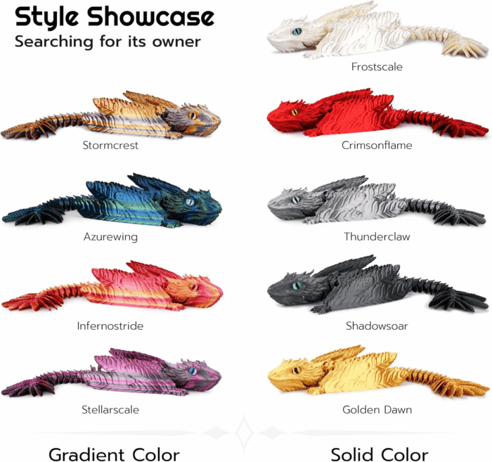 Feathered Wyvern Dragon, 3D Printed Dragon, Articulated Dragon, Fidget Dragon, 3D Printed Toys, Desktop Pet (Infernostride) - Image 2