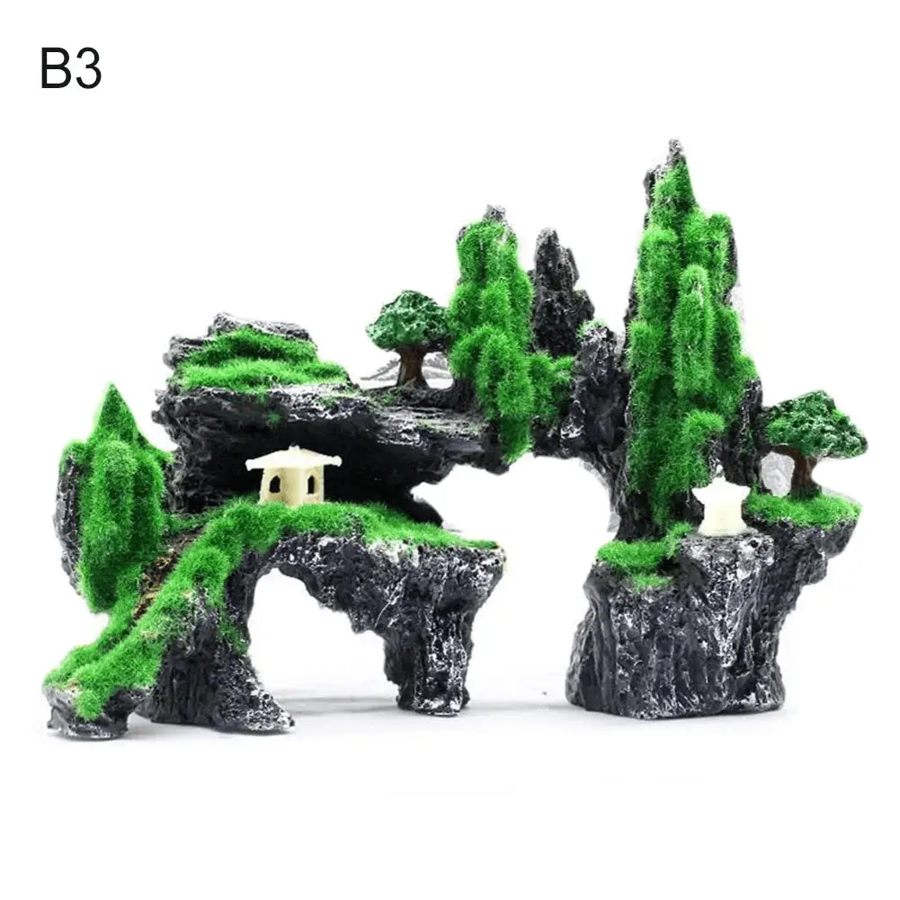 Mountain View Decor Rockery Landscape Rock Hiding Cave Tree Aquarium Ornament Fish Tank Decoration - Image 3