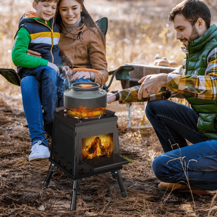 Outdoor Wood Burning Stove, Portable Camping Wood Stove for Backpacking Outdoor Cooking, Easy to Carry and Assembly - Image 4