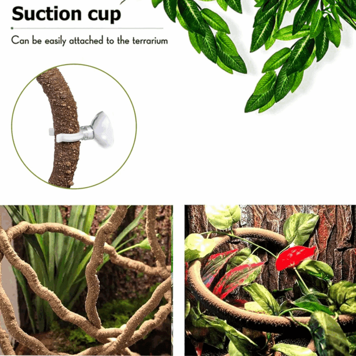 Reptile Vines, Flexible Jungle Climbing Vines Terrarium Plastic Plants and Leaves Tank Accessories Decor for Gecko Snake Lizard Bearded Dragon Hermit Crab Frog - Image 6