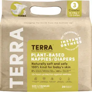 Size 3 Diapers: 85% Plant-Based, Ultra-Soft & Chemical-Free for Sensitive Skin, High Absorbency for 13-24 Lb Babies, 20 Count (Pack of 8)
