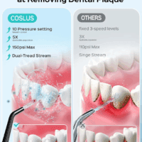 Cordless Water Flosser & Dental Pick for Teeth, Braces, Gums Care - Advanced 10 Pressure Settings for Multiple Users, Rechargeable, Portable for Travel, Bpa-Free, Black, E40(WFP14) - Image 2