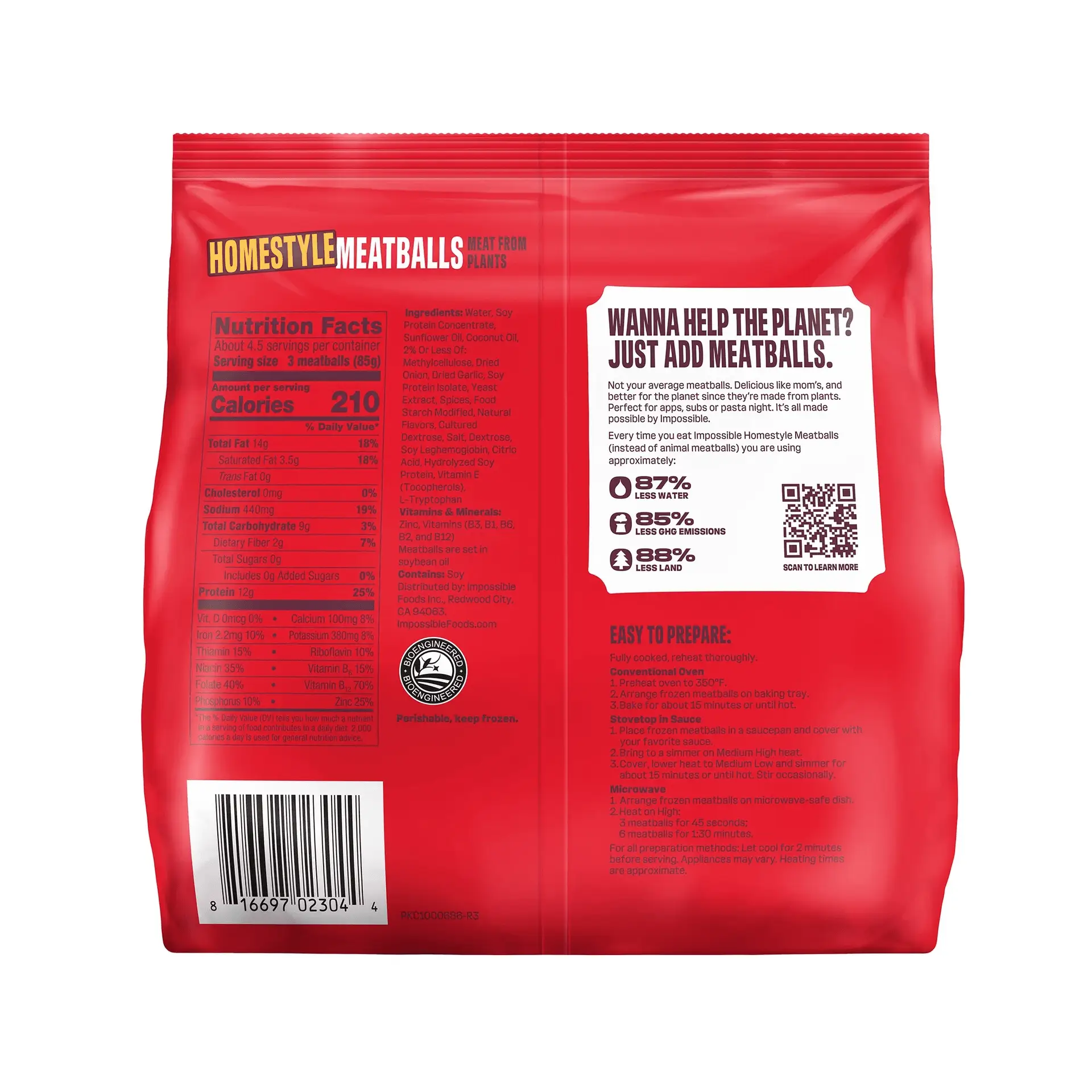 Homestyle Meatballs Meat from Plants, Fully Cooked, 14 Oz (Frozen) - Image 4