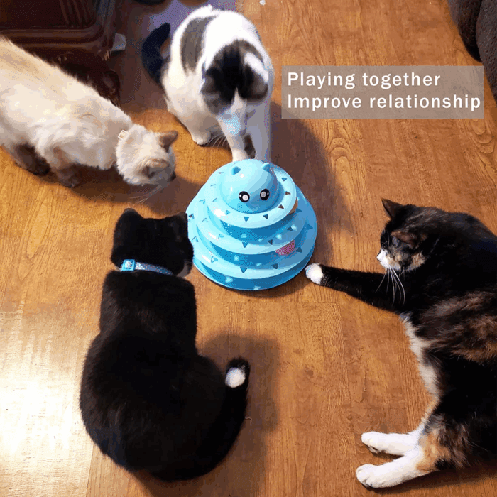 Cat Toy Roller 3-Level Turntable Cat Toys Balls with Six Colorful Balls Interactive Kitten Fun Mental Physical Exercise Puzzle Kitten Toys - Image 7
