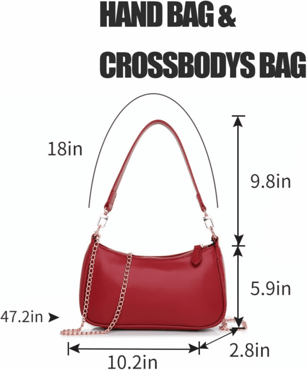 Shoulder Bag for Women with 2 Removable Straps and Zipper Closure Crossbody Bags Clutch Tote Handbags Purses - Image 2