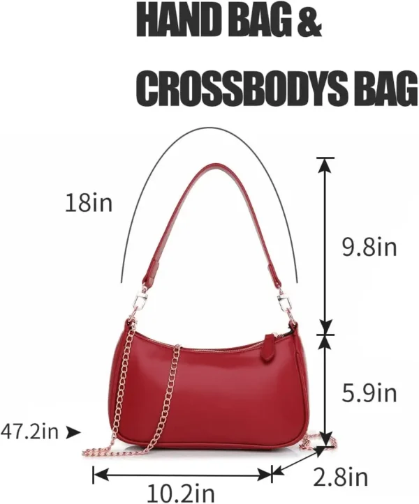 Shoulder Bag for Women with 2 Removable Straps and Zipper Closure Crossbody Bags Clutch Tote Handbags Purses - Image 2