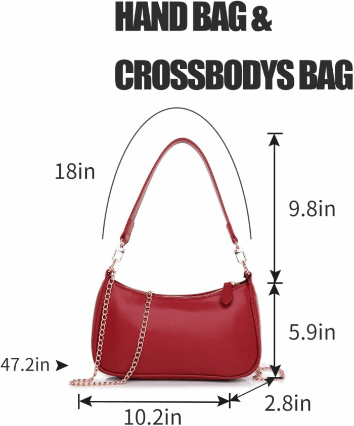 Shoulder Bag for Women with 2 Removable Straps and Zipper Closure Crossbody Bags Clutch Tote Handbags Purses - Image 2