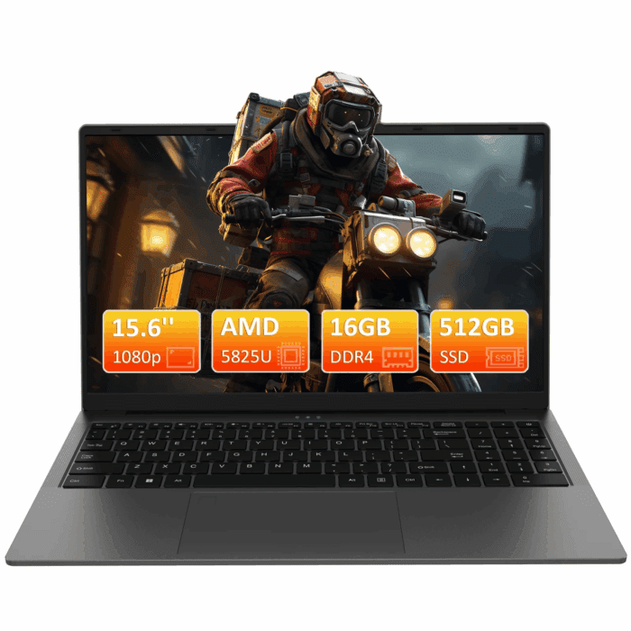 15.6" Laptop Computer W/Amd Ryzen 7 5825U up to 4.5Ghz, 16GB DDR4 RAM 512GB Nvme SSD, Dual Channel SODIMM×2, Windows 11 Pro Gaming Laptop, Backlit Keyboard, Fingerprint Unlock, Webcam Switch,