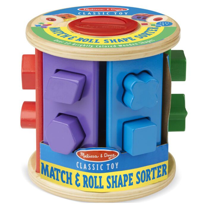 Match and Roll Wooden Shape Sorter Skill-Building Learning Toy with 13 Pcs - Image 7