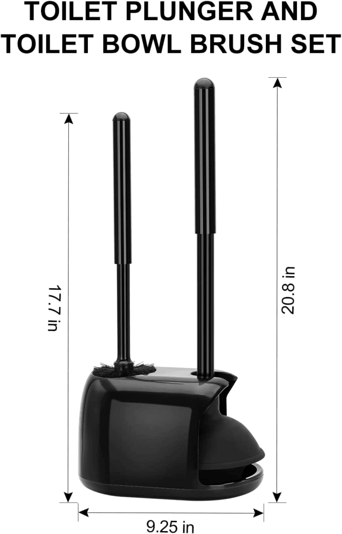 Toilet Brush and Plunger Set, Toilet Plungers for Bathroom Heavy Duty Toilet Bowl Brush and Holder Hidden Toilet Plunger and Brush Set for Deeply Cleaning - Black - Image 2