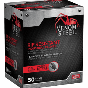Premium Industrial Black Nitrile Gloves, One Size Fits Most, 50 Ct