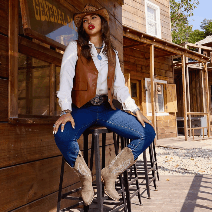Cowboy Boots for Women Western Boots Cowgirl Boots Pull on Pointy Toe Mid Calf Boots - Image 4
