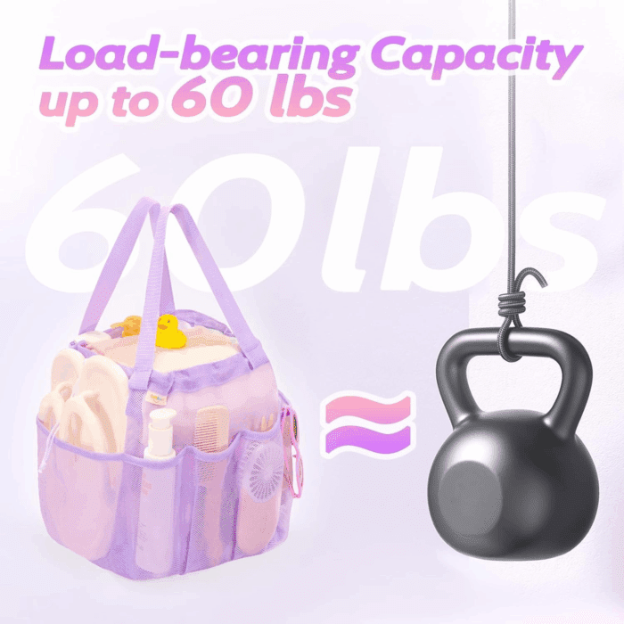Mesh Shower Caddy Portable with Drawstring, Dorm Room Essentials for College Students Girl & Boy, Larger Shower Bag for Camping,Swimming,Gym,Travel,Bathroom - Purple - Image 6