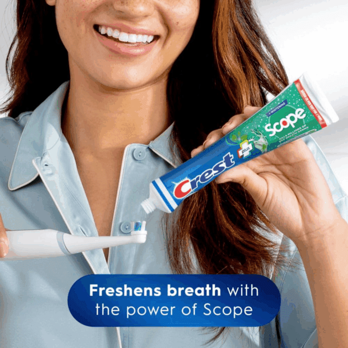 + Scope Whitening Toothpaste - Pack of 3, 5.4 Oz Tubes - Anticavity Fluoride Toothpaste, Fresh Breath, Kills Germs - Tartar Protection, Enamel Protection - Minty Fresh Flavor - Image 3
