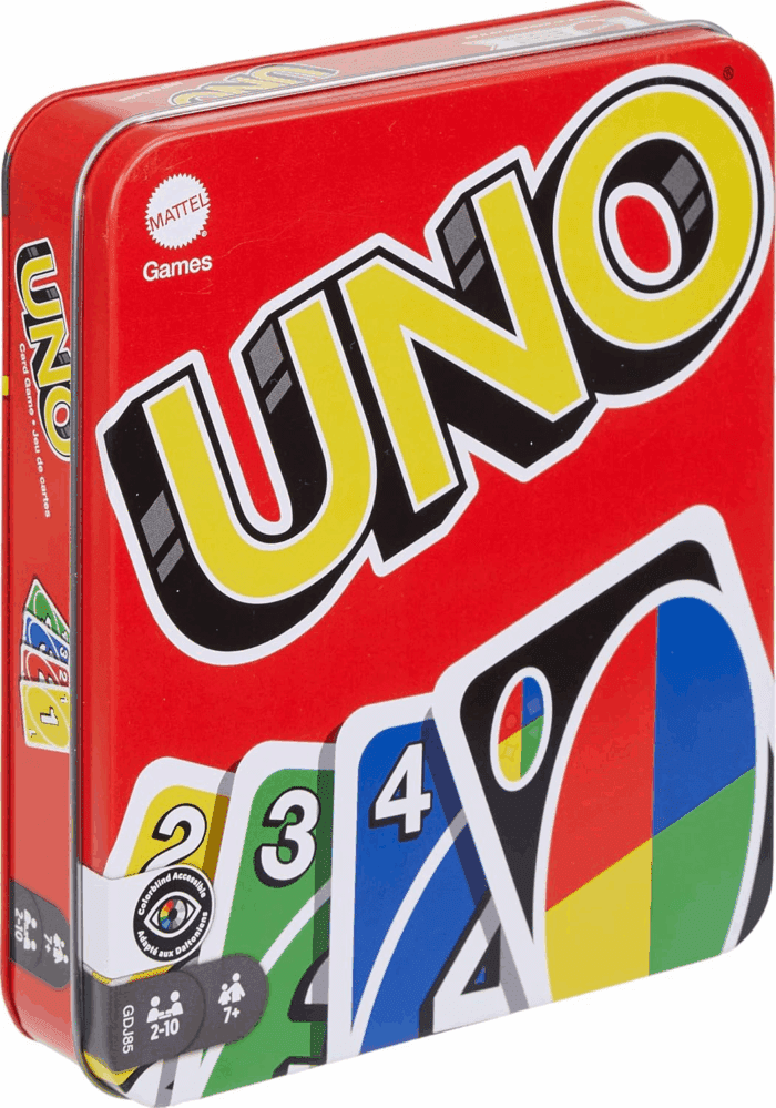 UNO Card Game in a Collectible Storage Tin for Kids, Adults, Families, Parties & Travel, 2 to 10 Players (Amazon Exclusive)