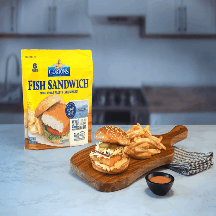 Gorton’S Breaded Fish Sandwich Cut from 100% Whole Fish Fillets (Not Minced), Wild Caught Alaskan Pollock, Frozen, 8 Count, 18.3 Ounce Resealable Bag - Image 4