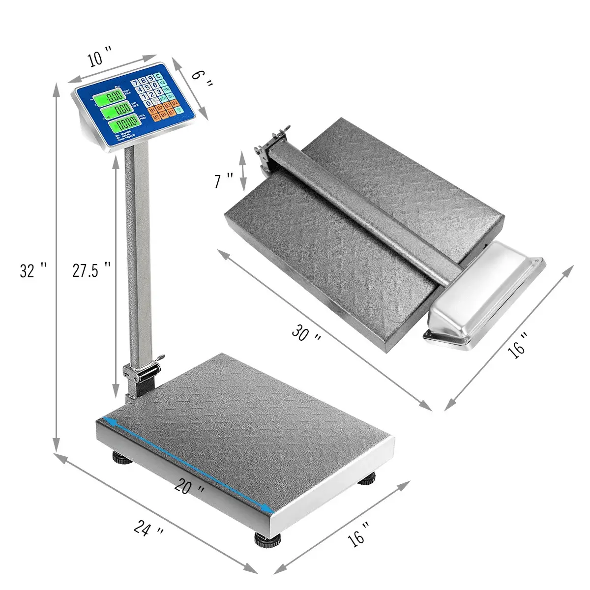660Lbs Weight Platform Scale Digital Floor Folding Scale Postal Shipping Mailing - Image 2