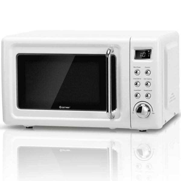 0.7Cu.Ft Retro Countertop Microwave Oven 700W LED Display Glass Turntable White - Image 12