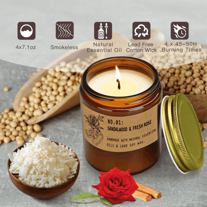 Candles for Home Scented, 4 Pack Candle Gifts for Woman, Large Lavender Rose Amber Aromatherapy Scented Candles, 220H Long Lasting Soy Wax Candle Set for Mother'S Day, Birthday, Anniversary, Men - Image 4