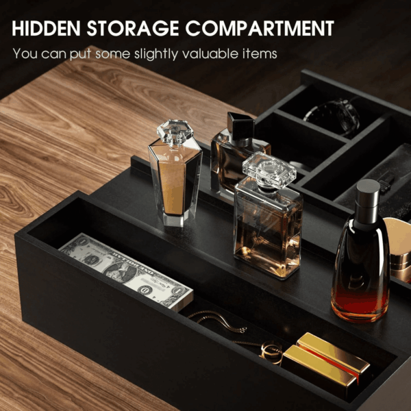 Cologne Organizer for Men 3 Tier of Elevated Cologne Display Shelf with Drawer Storage Perfume Organization and Storage Display Risers,Great Gift for Man(Black) - Image 3