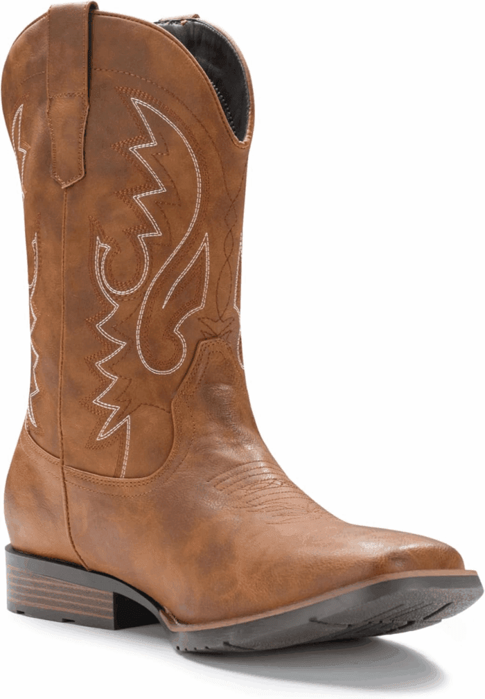Cowboy Boots for Men with Wide Square Toe Western Retro Boot Durable Classic Fashionable Embroidered Pull on Slip Resistant Boots - Image 2