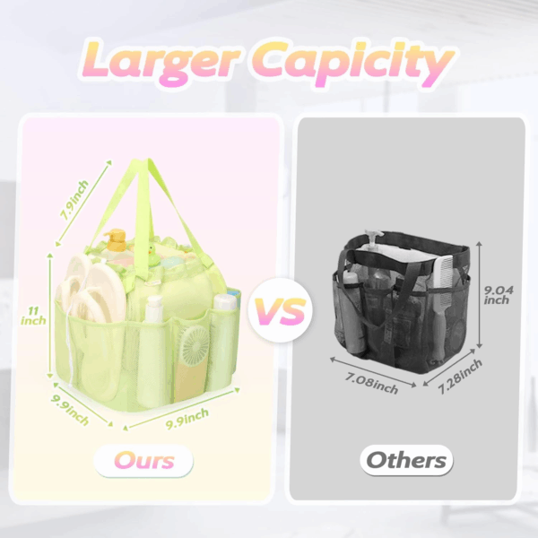 Mesh Shower Caddy Portable with Drawstring, Dorm Room Essentials for College Students Girls & Boys, Large Shower Bag for Camping,Swimming,Gym,Travel,Bathroom - Green - Image 4