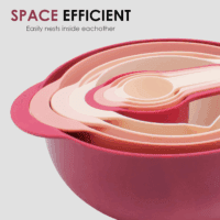 Nesting Bowls with Measuring Cups Colander and Sifter Set - Includes Mixing Bowls, Colander, Sifter and Measuring Cups, Rose, 8 Pc Bowl - Image 2