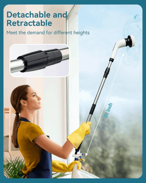 Electric Spin Scrubber for Cleaning Bathroom: Cordless Power Shower Scrubber - Electric Cleaning Brush for Tile Tub - Image 2