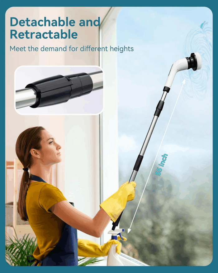 Electric Spin Scrubber for Cleaning Bathroom: Cordless Power Shower Scrubber - Electric Cleaning Brush for Tile Tub - Image 2