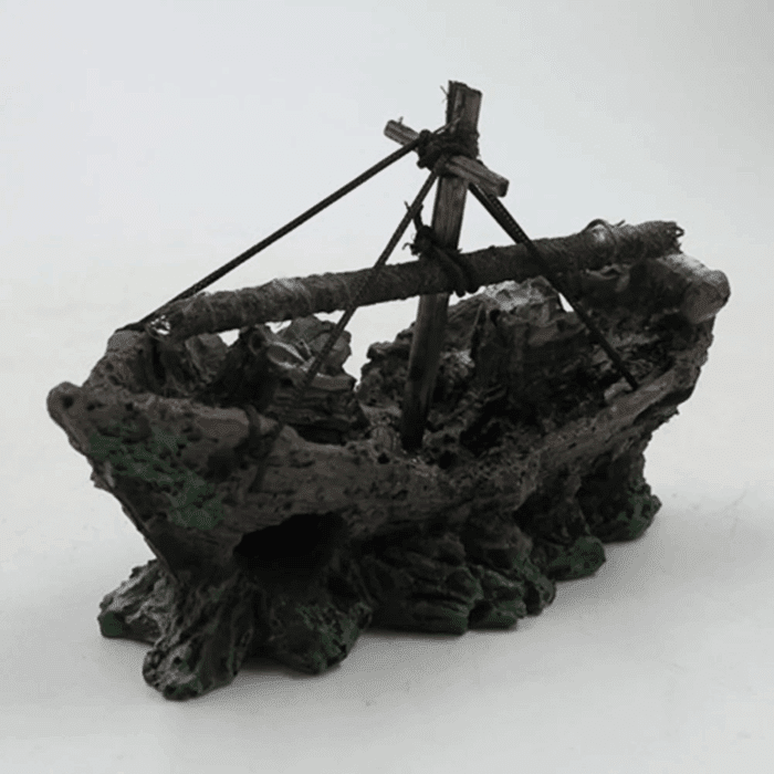 Fish Tank Decoration - Aquarium Accessories,Shipwreck Decor,Resin Material Sunken Ship Decorations for Fish Favors, Multi,4.9"X2.5"X3.7" - Image 4