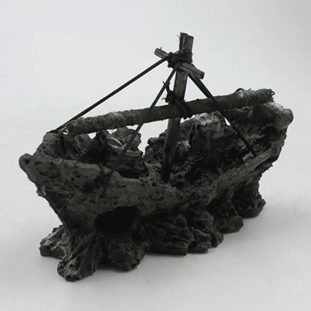 Fish Tank Decoration - Aquarium Accessories,Shipwreck Decor,Resin Material Sunken Ship Decorations for Fish Favors, Multi,4.9"X2.5"X3.7" - Image 4