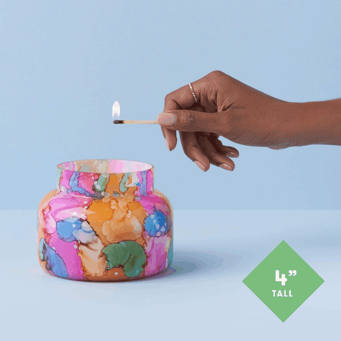 Volcano Candle - Rainbow Watercolor Signature Glass Jar Candle - Luxury Aromatherapy Candle - Tropical Fruits & Sugared Citrus Candle (19 Oz) - Image 3