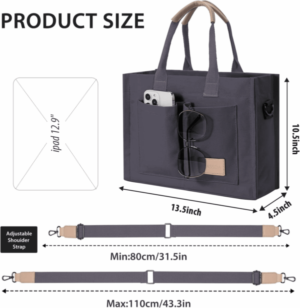 Tote Bags for Women Canvas Tote Purse Crossbody Bags with Pockets Top Handle Shoulder Handbags Satchel Bags for Women - Image 3
